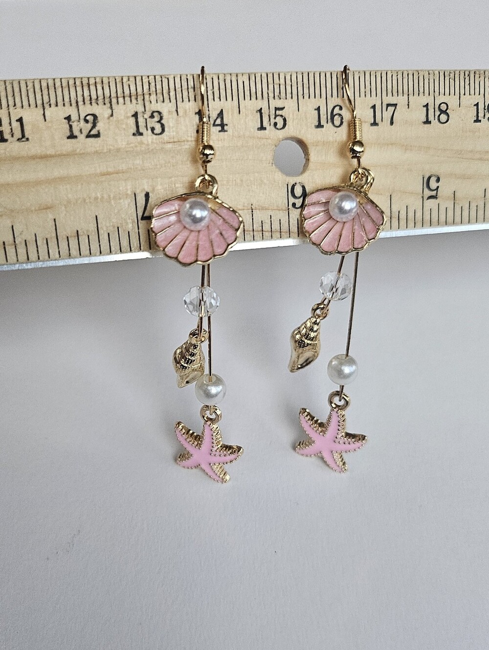 Pink seashell earrings, new without tags